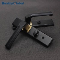 Bestryglobal Privacy Black Aluminium Alloy Bathroom Watertight Black Door Locks Handle Door Lock